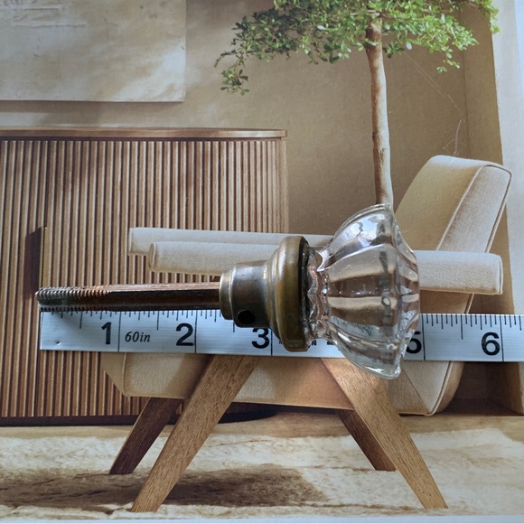 Vintage Glass Brass Doorknob - Picture 3 of 13